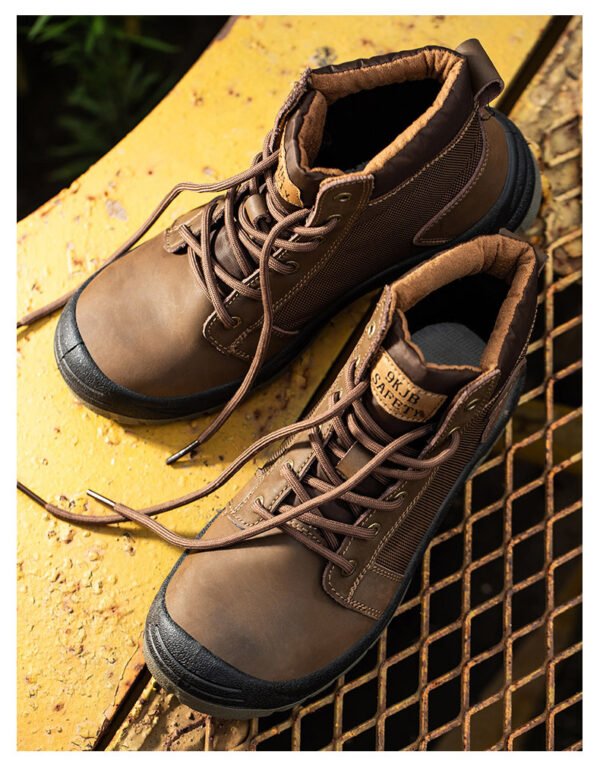 【H2102】Men's Breathable Cowhide Steel Toe Work Boots - Waterproof, Abrasion-Resistant Safety Boots for Construction【$24.50/pair (FOB)】 - 图片 3