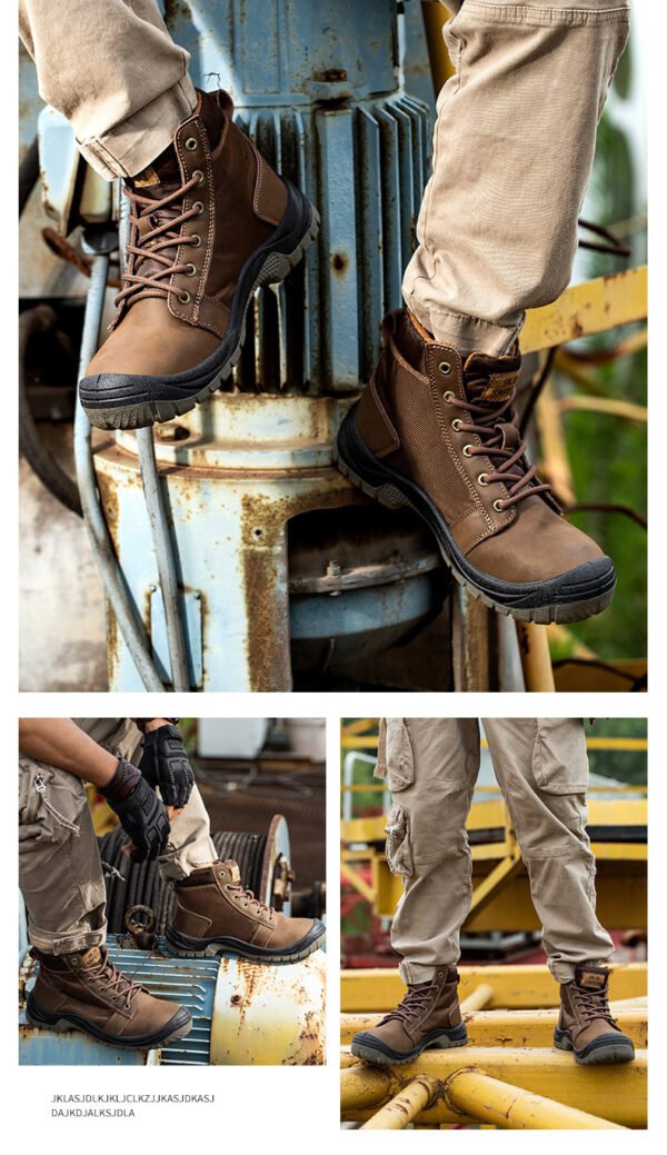 【H2102】Men's Breathable Cowhide Steel Toe Work Boots - Waterproof, Abrasion-Resistant Safety Boots for Construction【$24.50/pair (FOB)】 - 图片 5