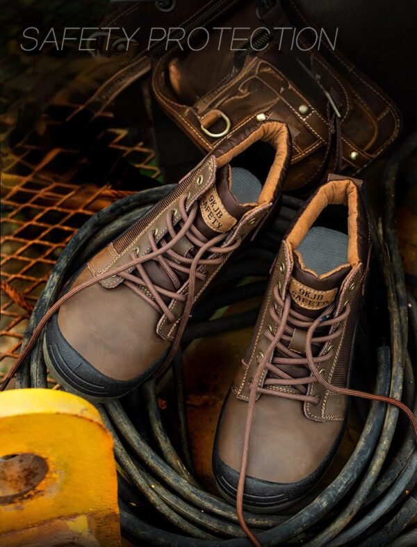 【H2102】Men's Breathable Cowhide Steel Toe Work Boots - Waterproof, Abrasion-Resistant Safety Boots for Construction【$24.50/pair (FOB)】 - 图片 2