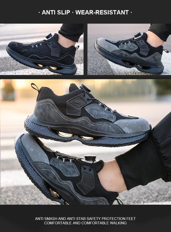 【Q1012】Men's Quick-Release Safety Shoes - Lightweight Steel-Toe Work Boots with Kevlar® Anti-Puncture (Low-Cut Breathable Design)【$19.80/pair (FOB)】 - 图片 2