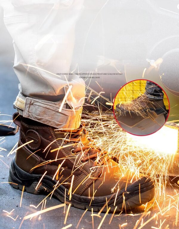 【H2102】Men's Breathable Cowhide Steel Toe Work Boots - Waterproof, Abrasion-Resistant Safety Boots for Construction【$24.50/pair (FOB)】 - 图片 6