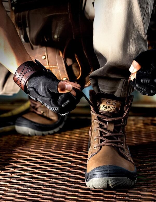 【H2102】Men's Breathable Cowhide Steel Toe Work Boots - Waterproof, Abrasion-Resistant Safety Boots for Construction【$24.50/pair (FOB)】 - 图片 4